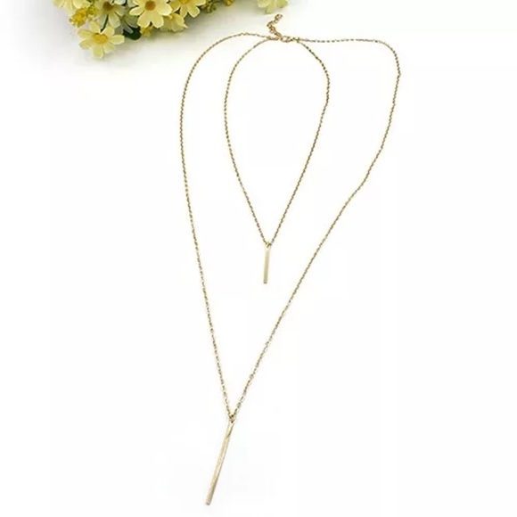 Boho Chic Gold Plated Bar Necklace - Picture 6 of 8